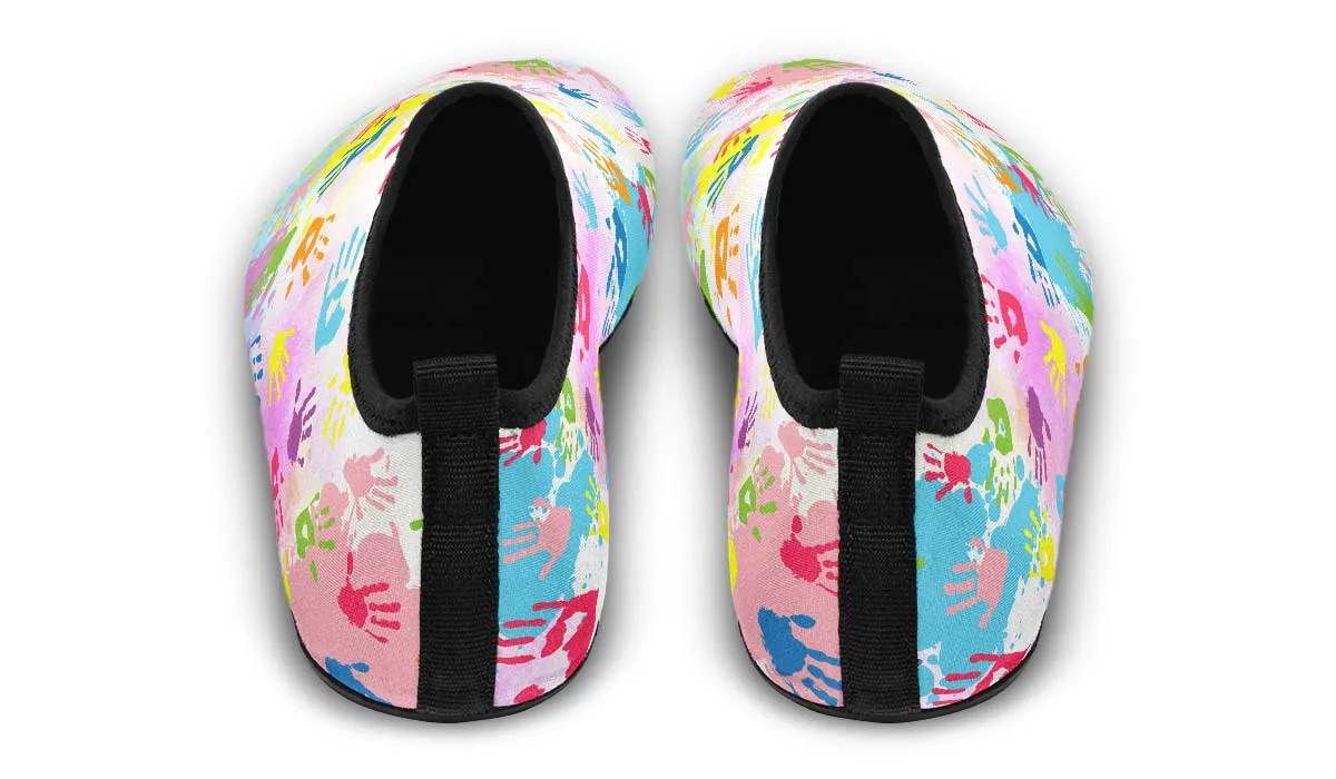 Colorful Handprint Aqua Barefoot Shoes