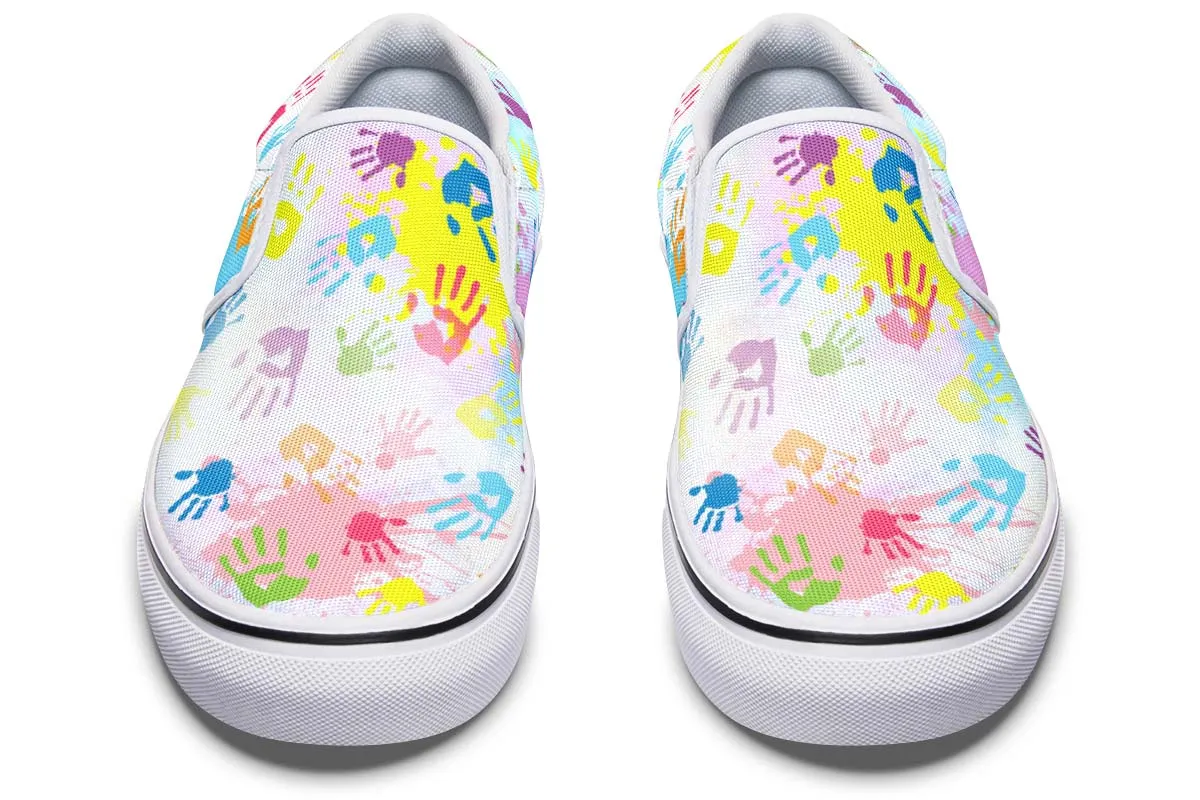 Colorful Handprint Slip-On Shoes