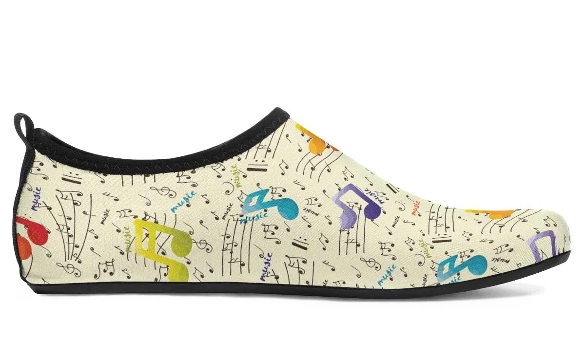 Colorful Music Notes Aqua Barefoot Shoes