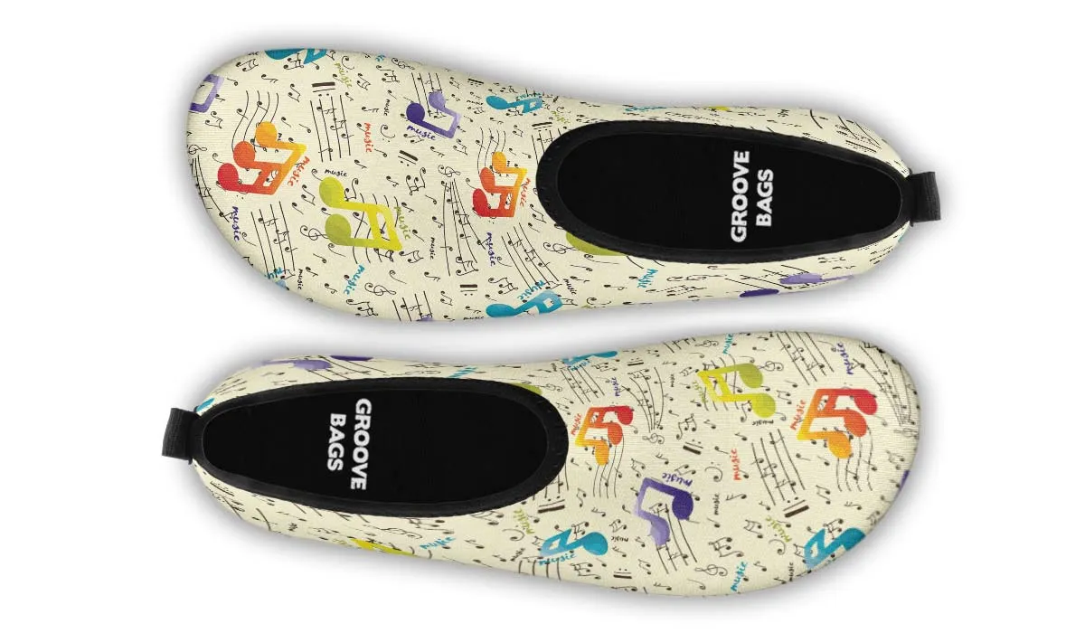 Colorful Music Notes Aqua Barefoot Shoes