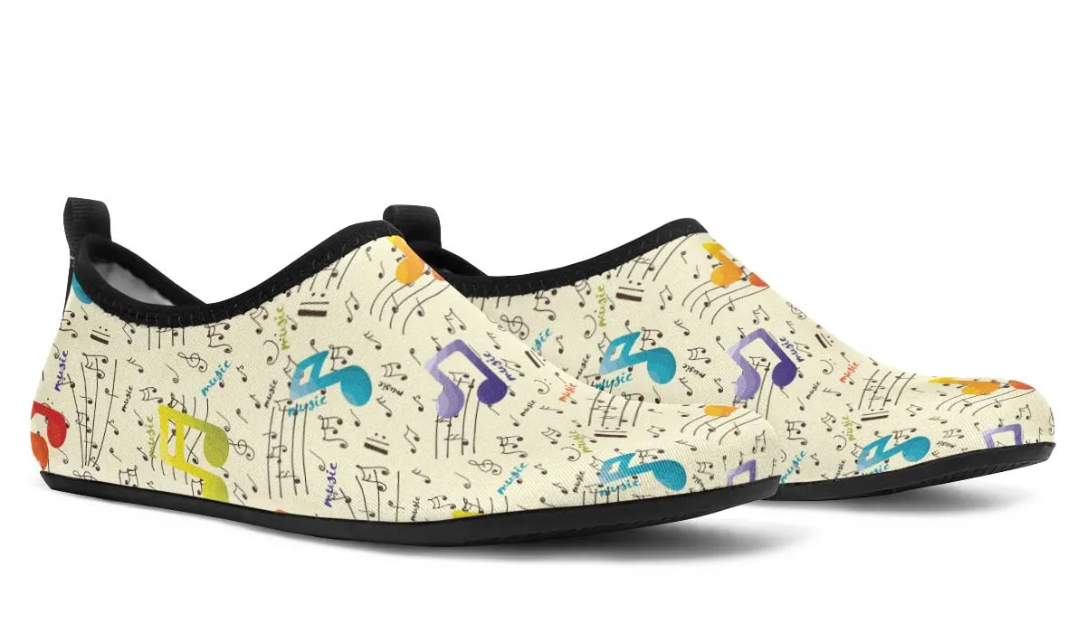 Colorful Music Notes Aqua Barefoot Shoes