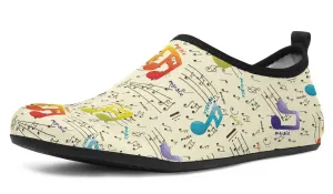 Colorful Music Notes Aqua Barefoot Shoes