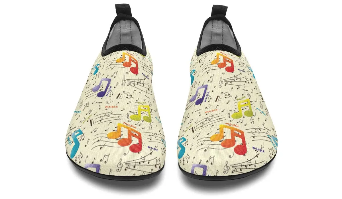Colorful Music Notes Aqua Barefoot Shoes