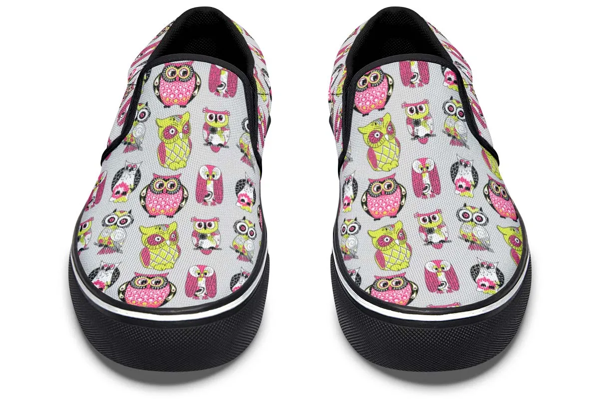 Colorful Owl Pattern Slip-On Shoes