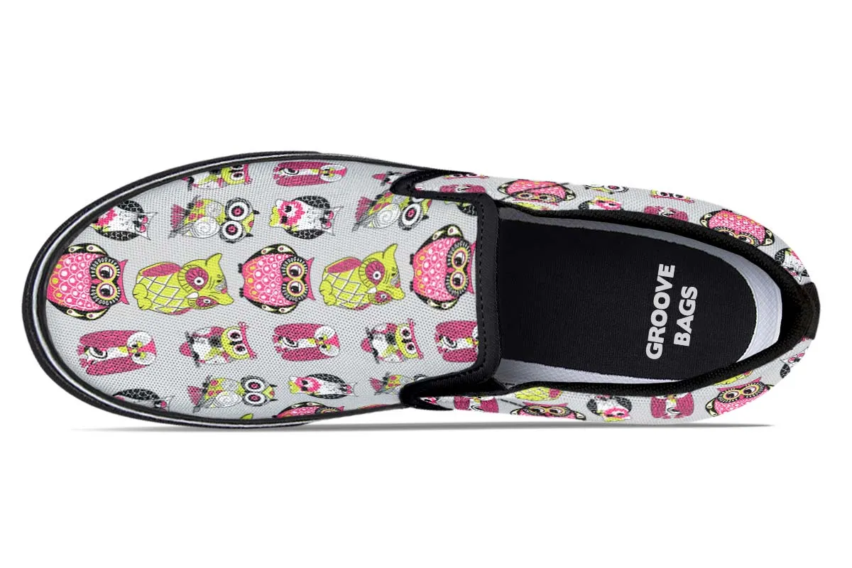 Colorful Owl Pattern Slip-On Shoes