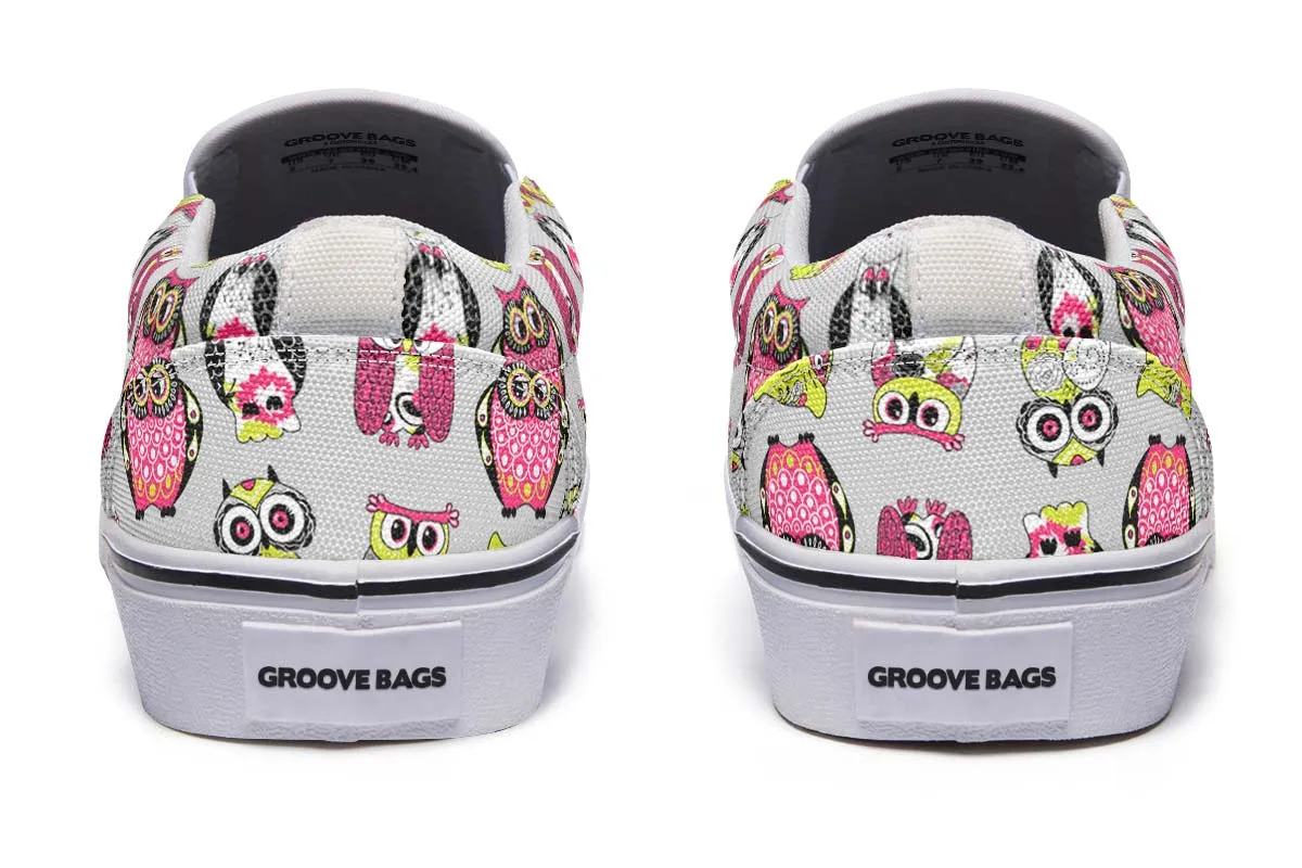 Colorful Owl Pattern Slip-On Shoes