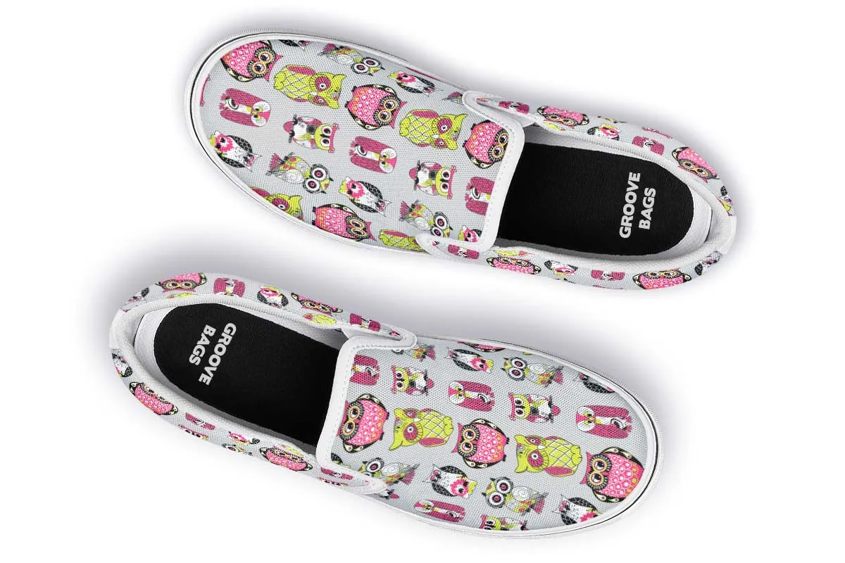 Colorful Owl Pattern Slip-On Shoes