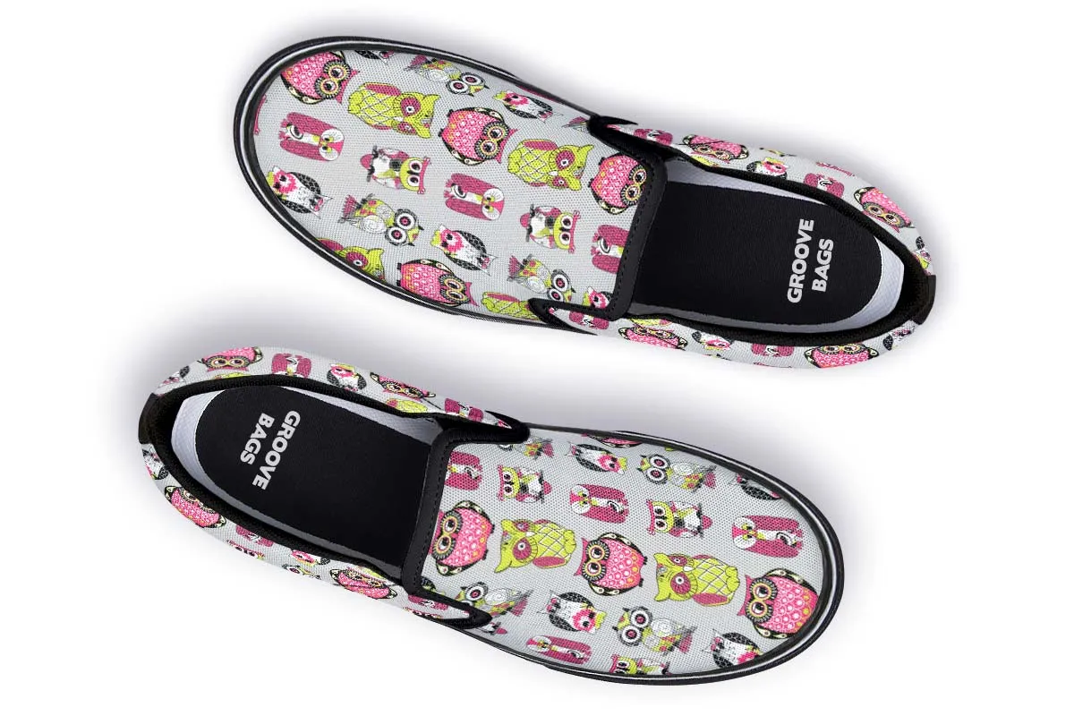 Colorful Owl Pattern Slip-On Shoes
