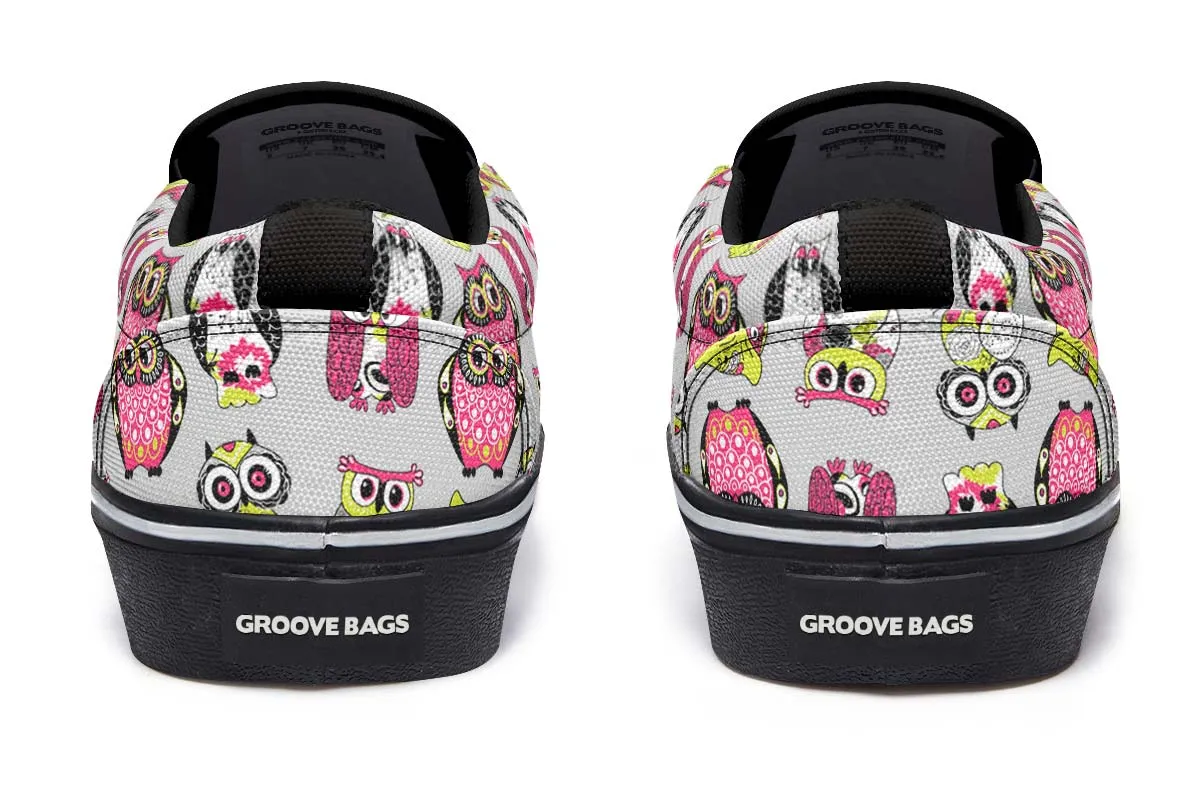 Colorful Owl Pattern Slip-On Shoes