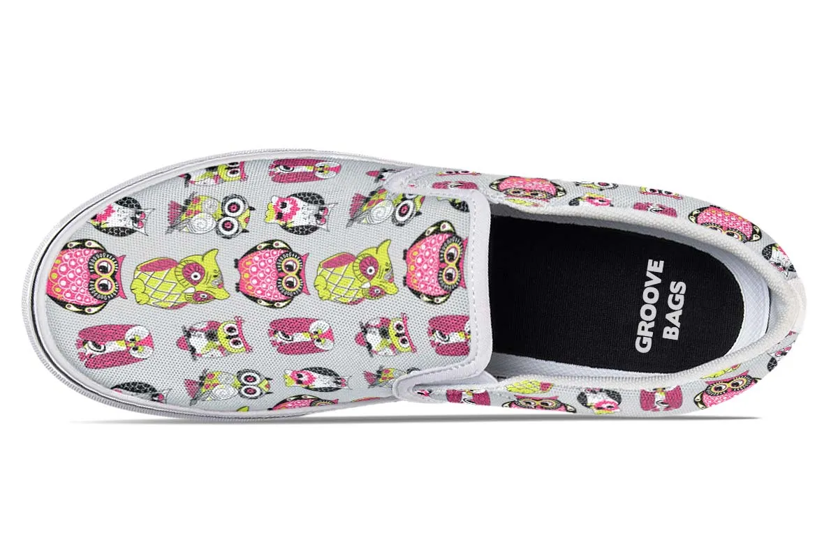 Colorful Owl Pattern Slip-On Shoes