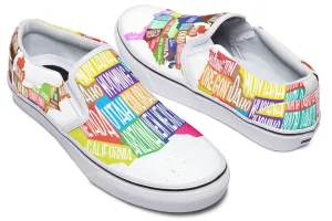 Colorful States Map Slip-On Shoes