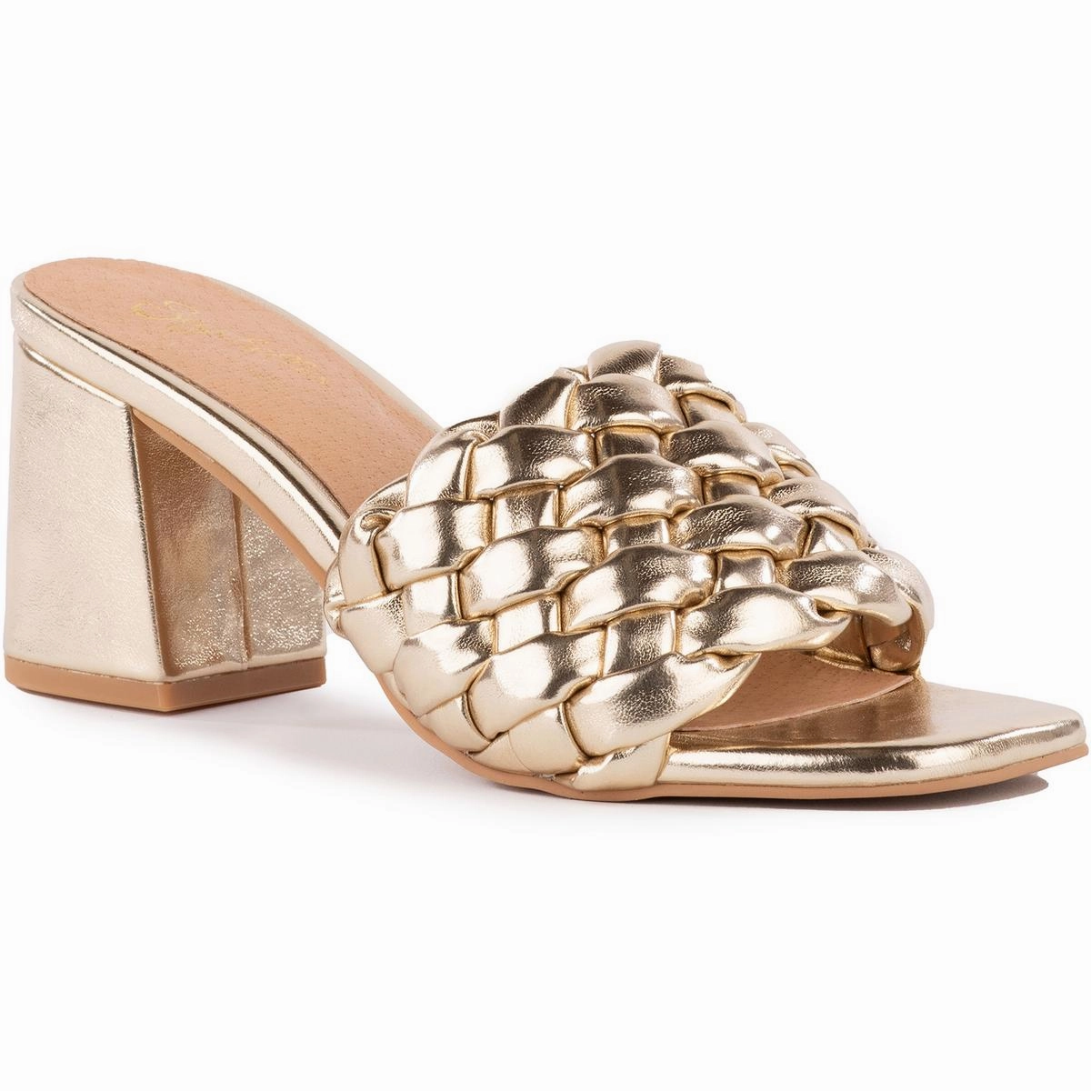 Connoisseur Womens Faux Leather Woven Mule Sandals
