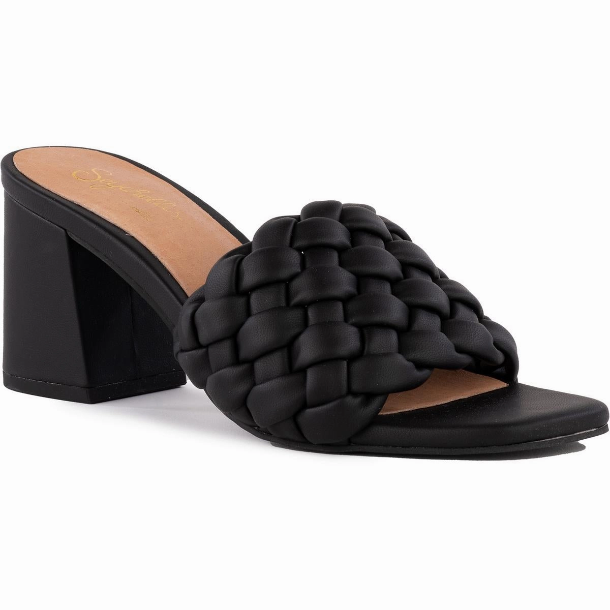 Connoisseur Womens Faux Leather Woven Mule Sandals