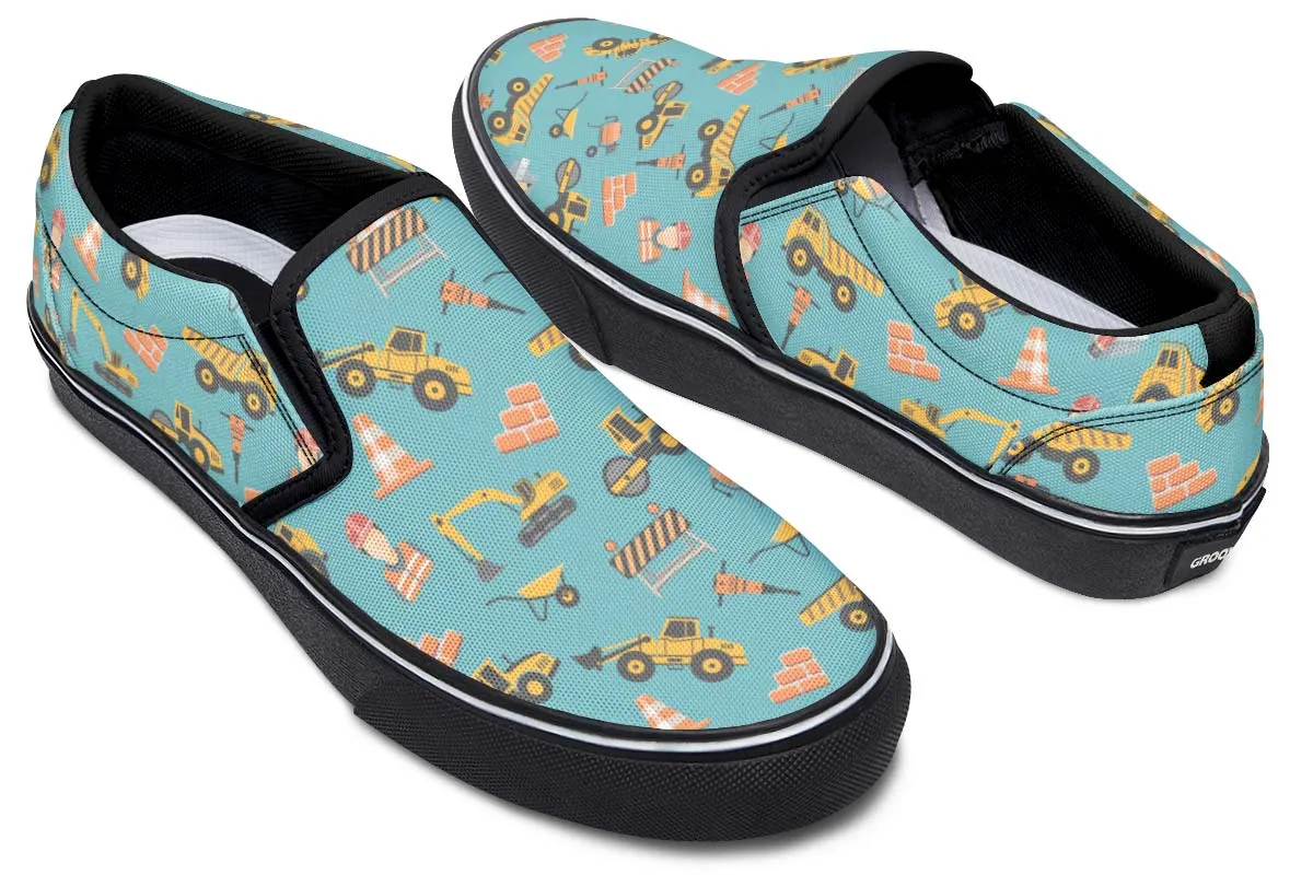Construction Pattern Slip-On Shoes