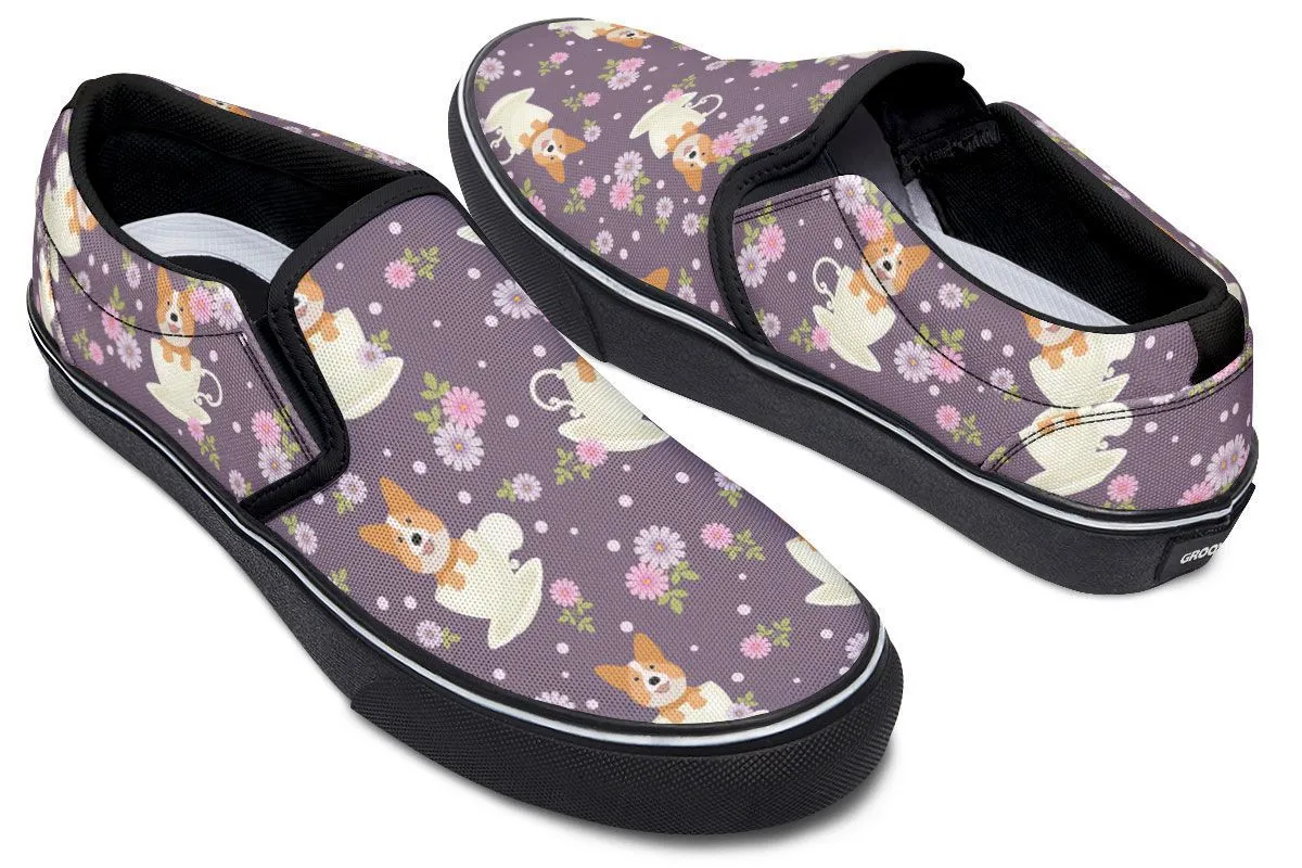 Corgi Cup Of Tea Slip-On Shoes