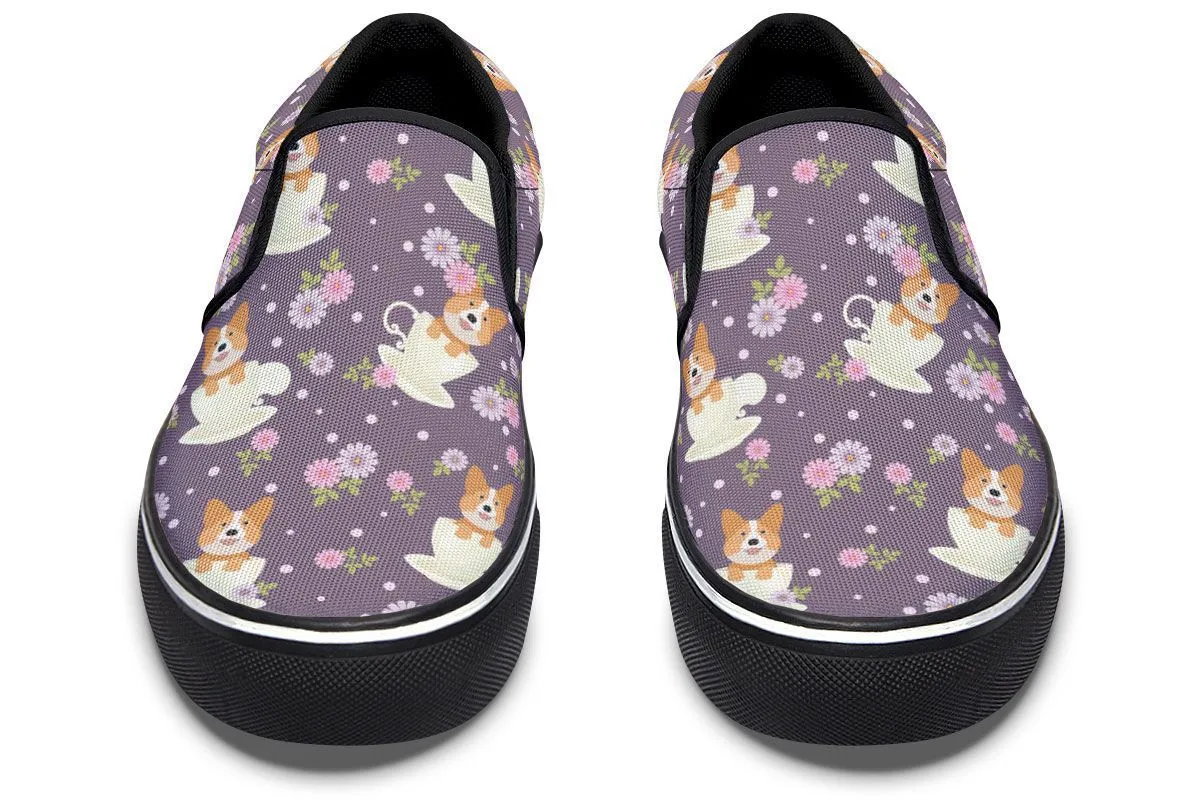 Corgi Cup Of Tea Slip-On Shoes