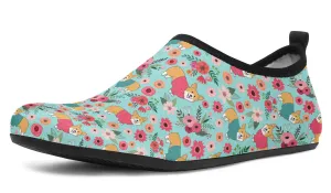 Corgi Flower Aqua Barefoot Shoes