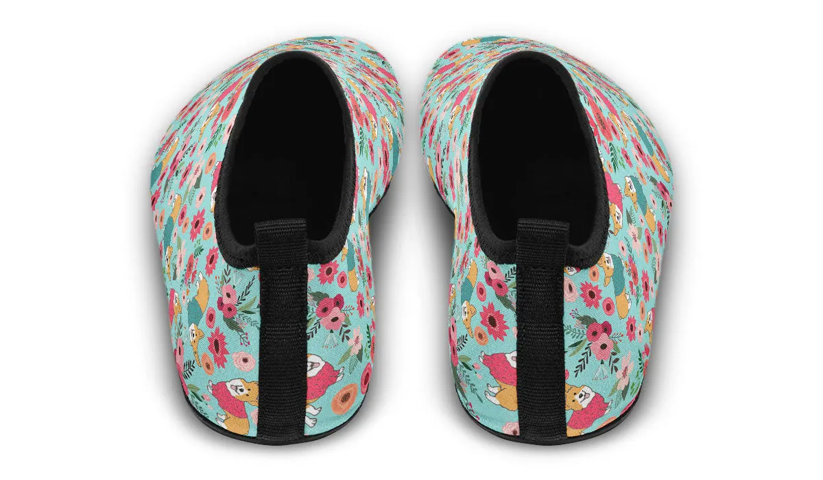 Corgi Flower Aqua Barefoot Shoes