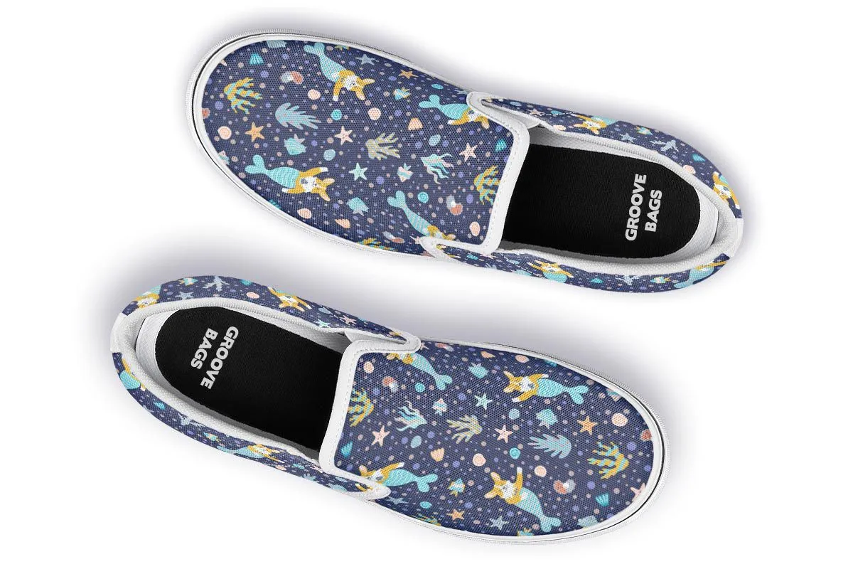 Corgi Mermaid Slip-On Shoes
