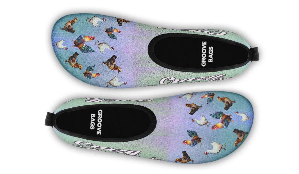 Crazy Chicken Lady Aqua Barefoot Shoes