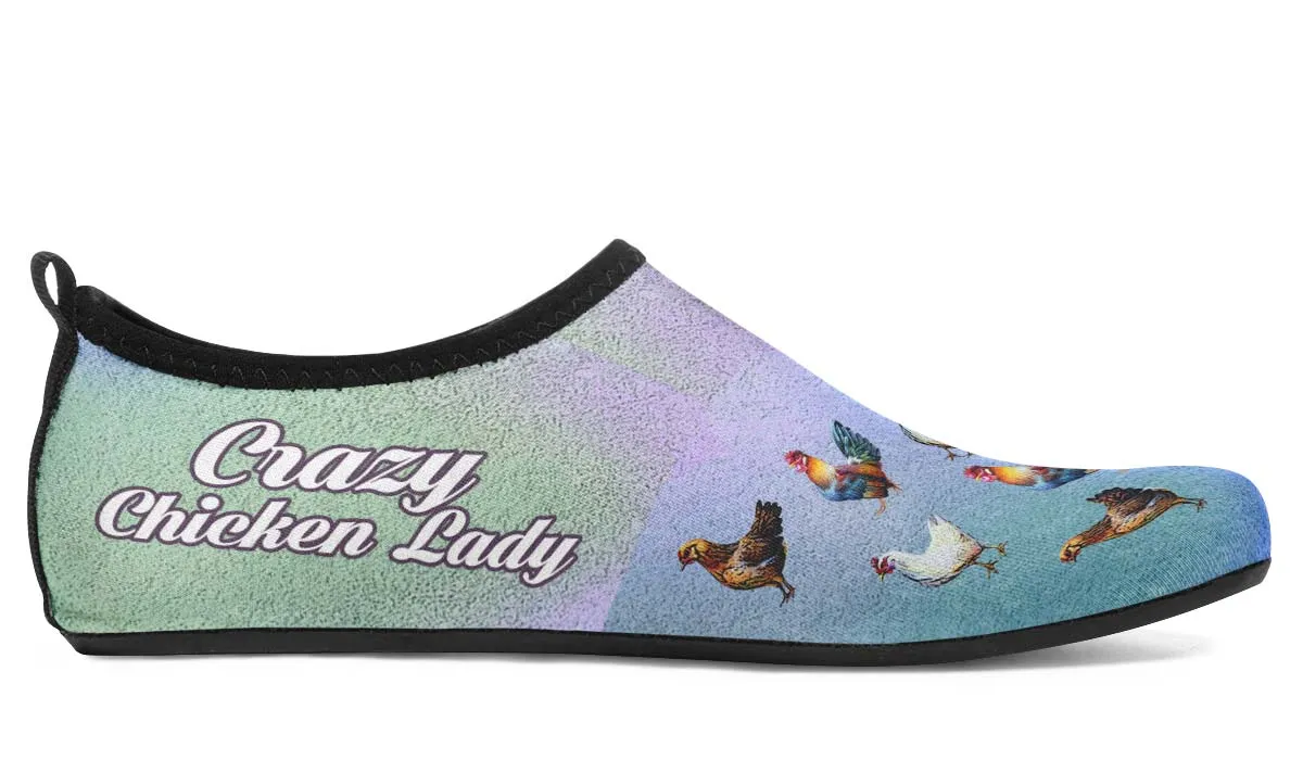 Crazy Chicken Lady Aqua Barefoot Shoes