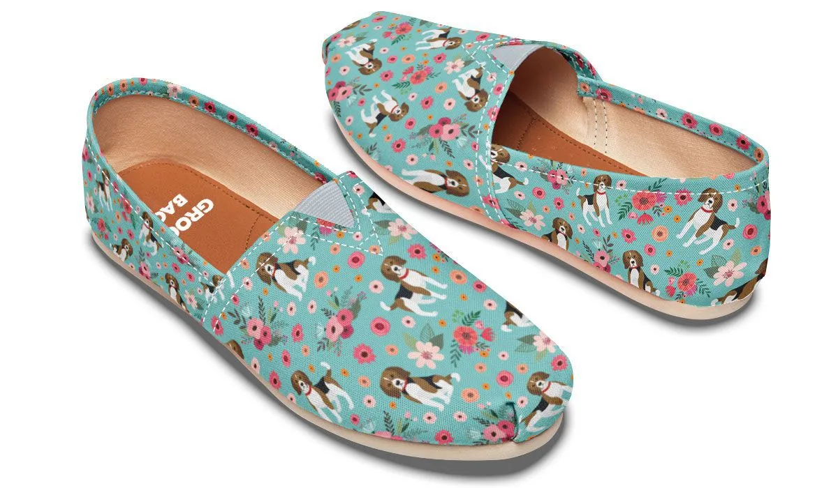 Cute Beagle Flower Casual Shoe
