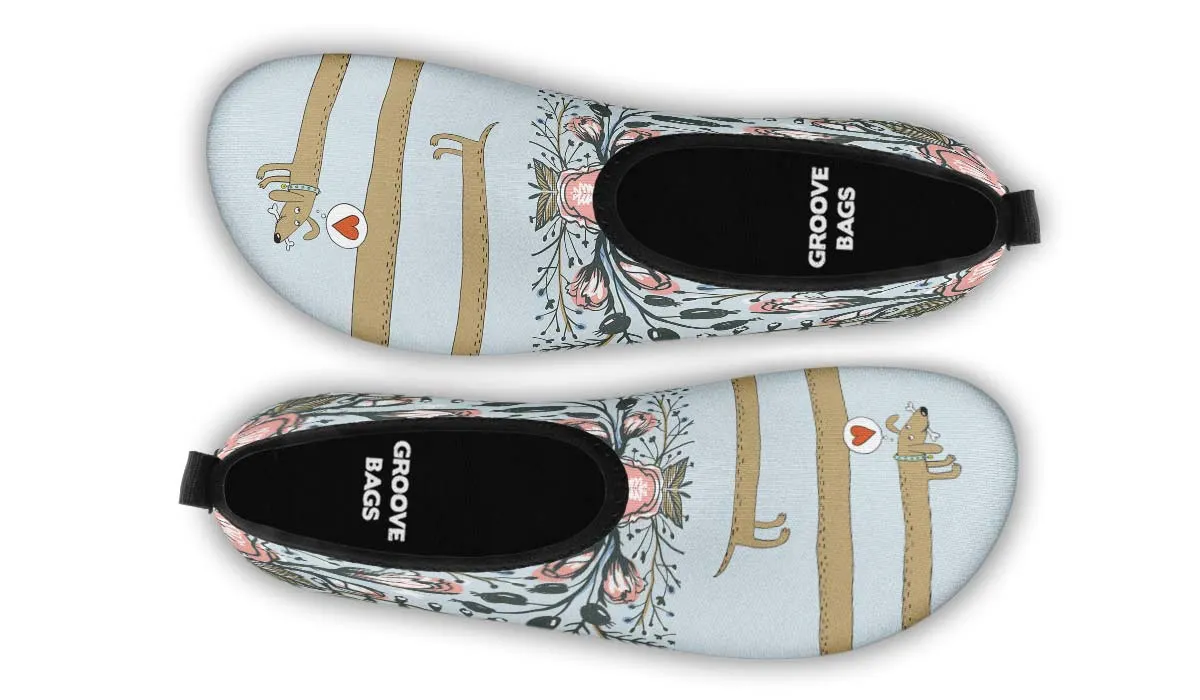 Dachshund Thoughts Aqua Barefoot Shoes