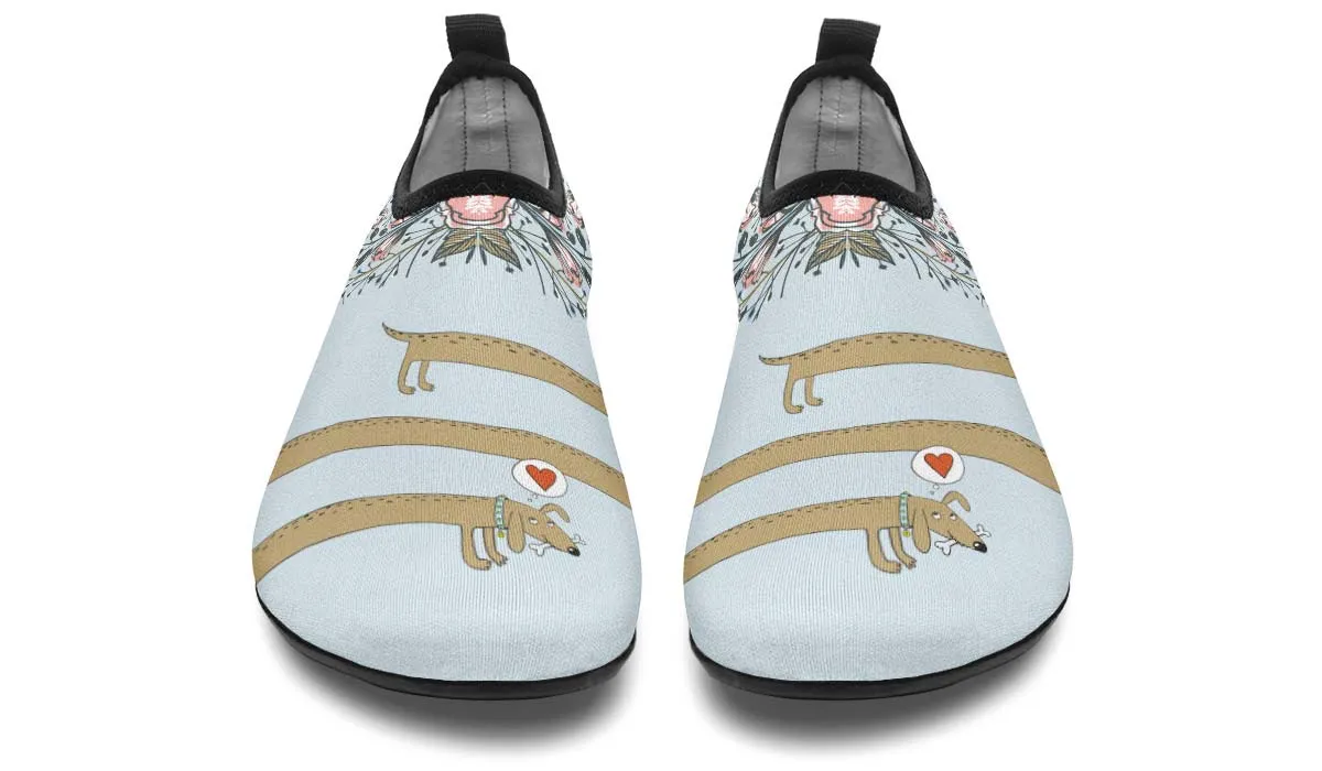 Dachshund Thoughts Aqua Barefoot Shoes
