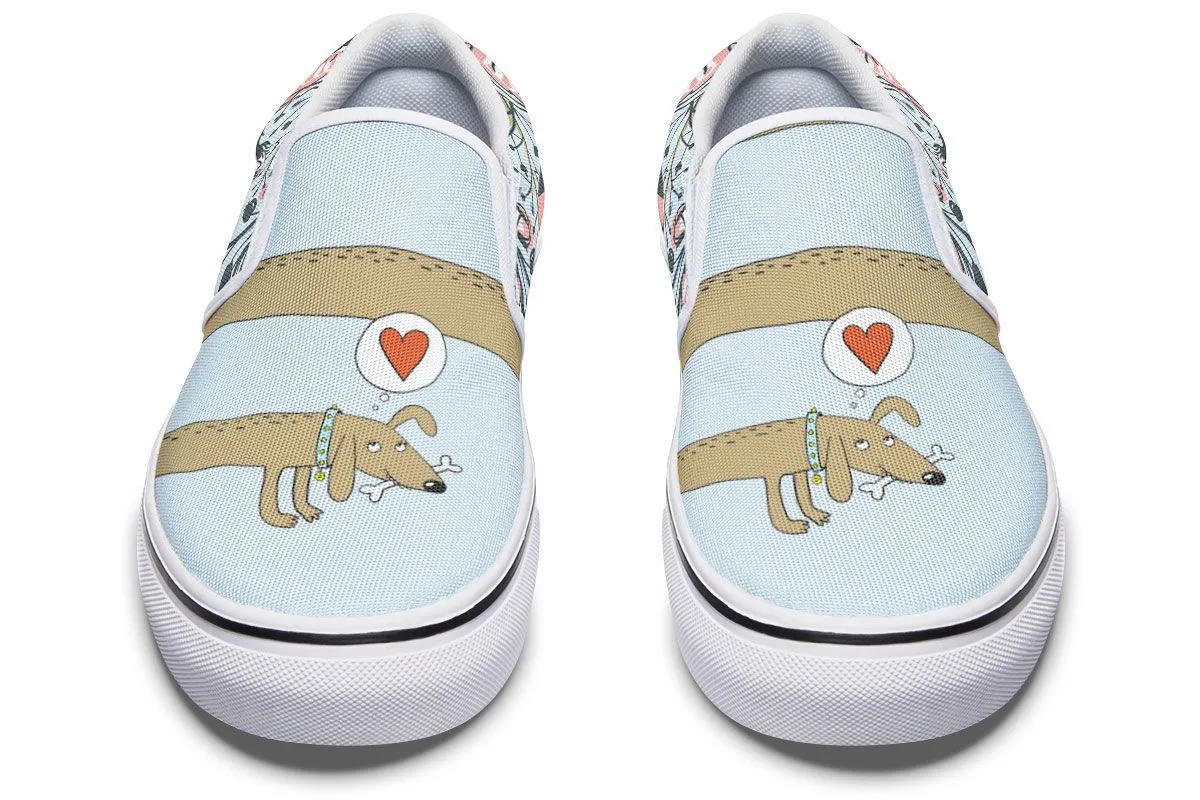 Dachshund Thoughts Slip-On Shoes