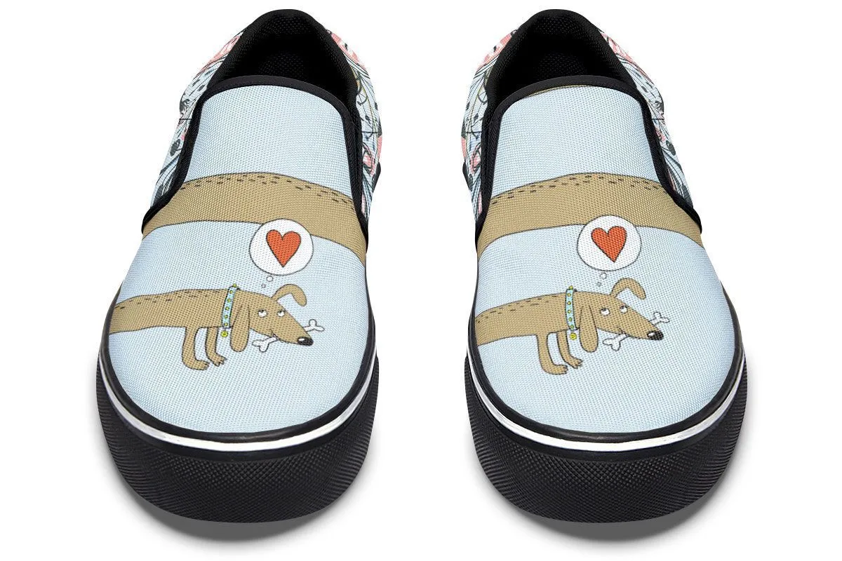 Dachshund Thoughts Slip-On Shoes