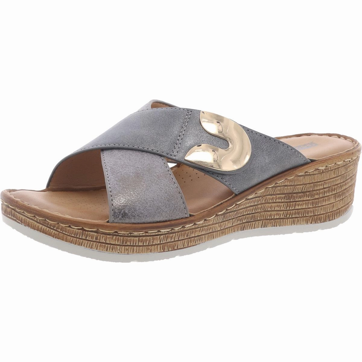 DEMI Womens Monogram Manmade Wedge Sandals