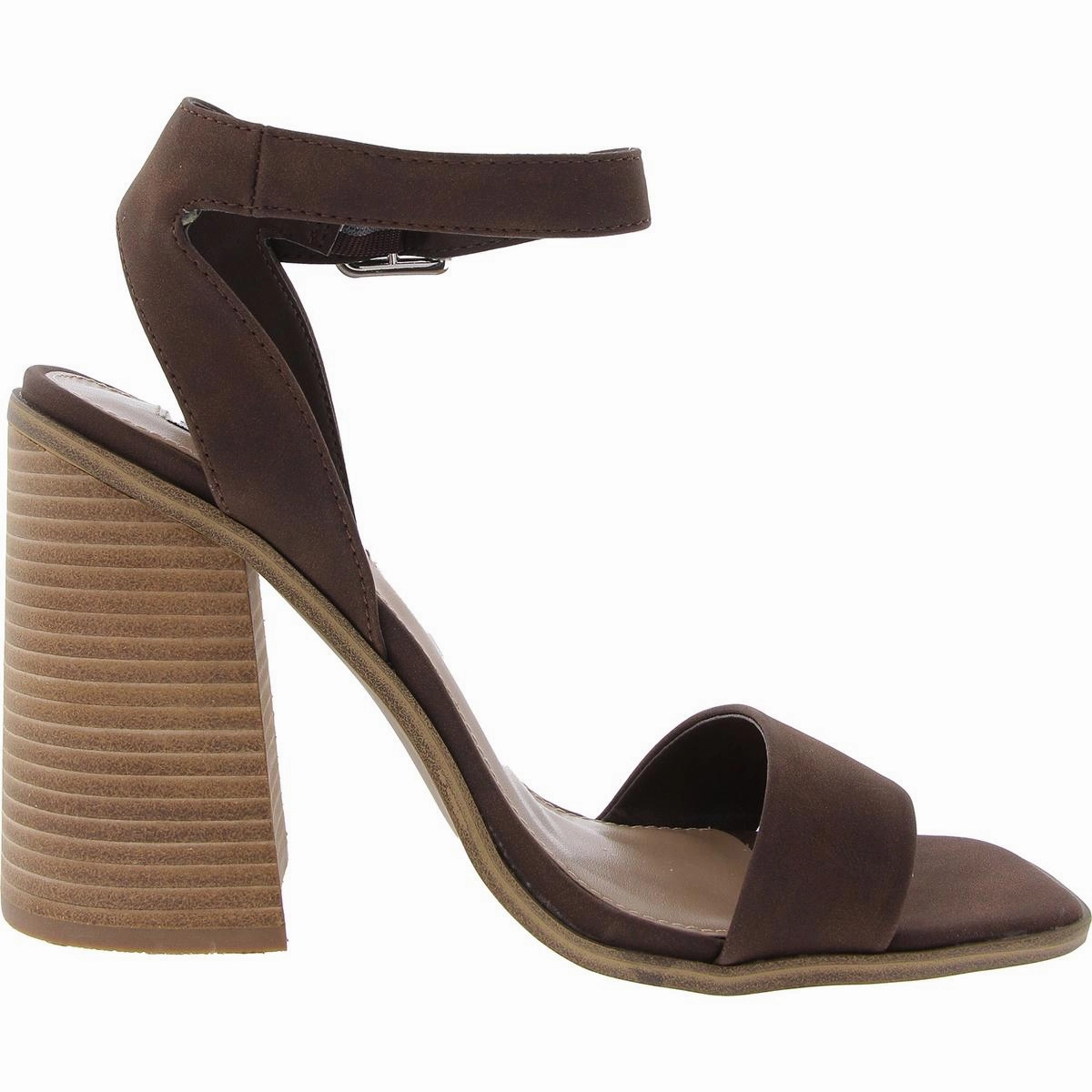 Denial Womens Adjustable Faux Leather Block Heel