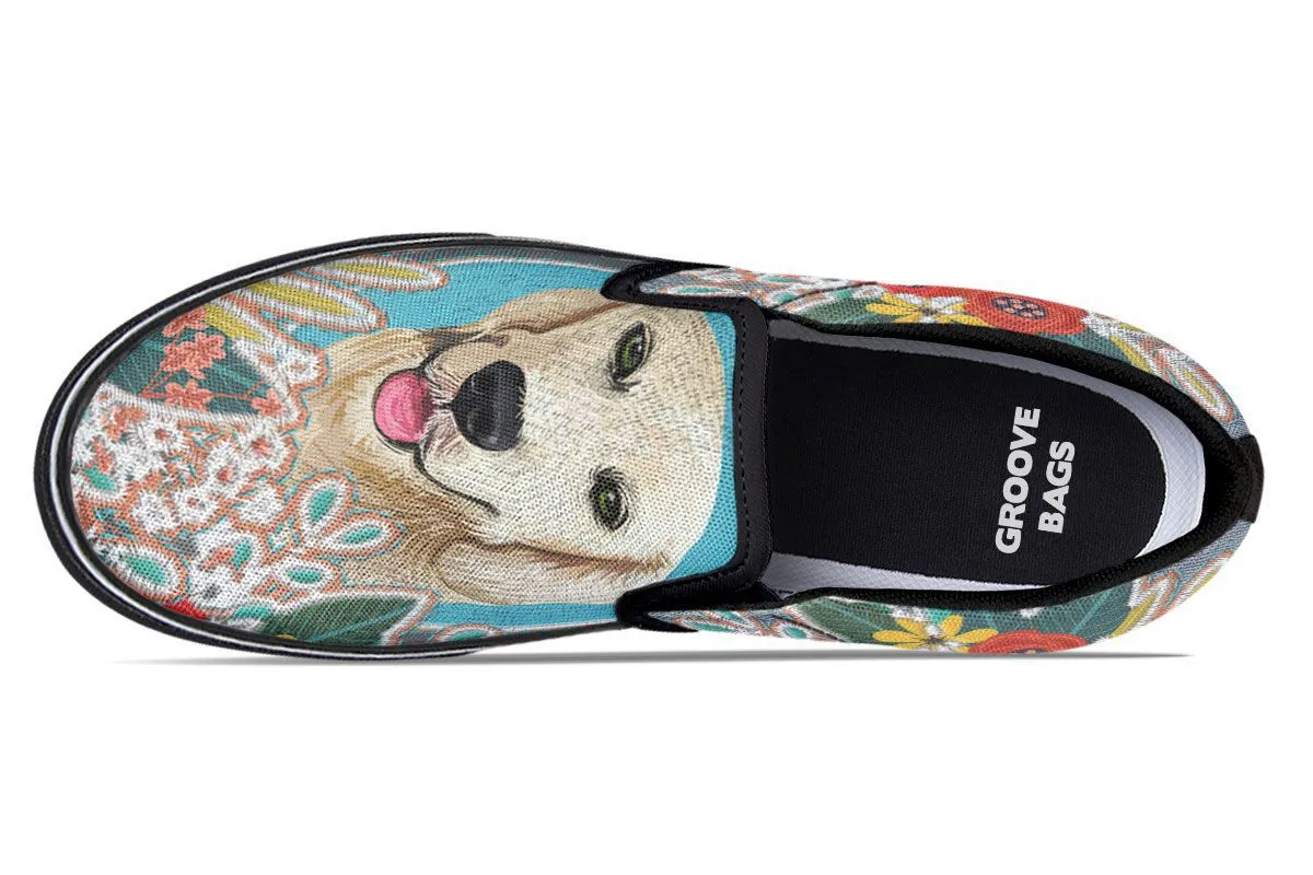 Denim Style Golden Retriever Slip-On Shoes