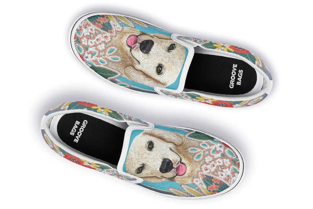 Denim Style Golden Retriever Slip-On Shoes