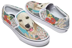 Denim Style Golden Retriever Slip-On Shoes