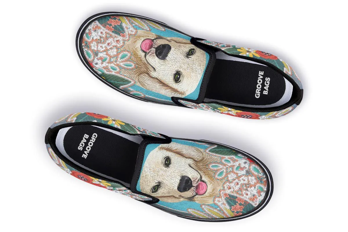Denim Style Golden Retriever Slip-On Shoes