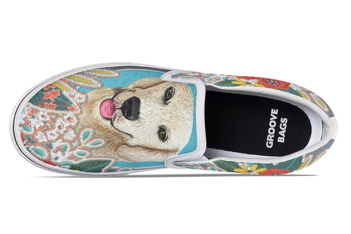 Denim Style Golden Retriever Slip-On Shoes