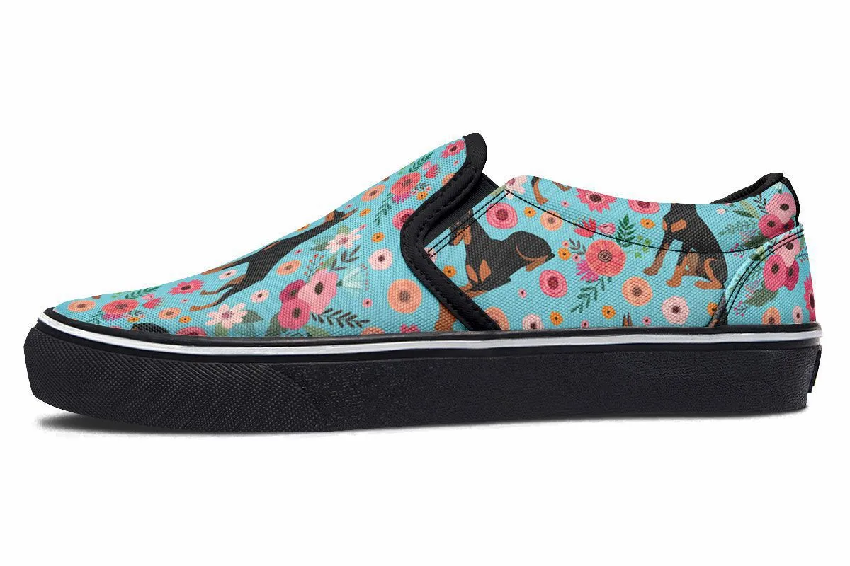 Doberman Flower Slip-On Shoes