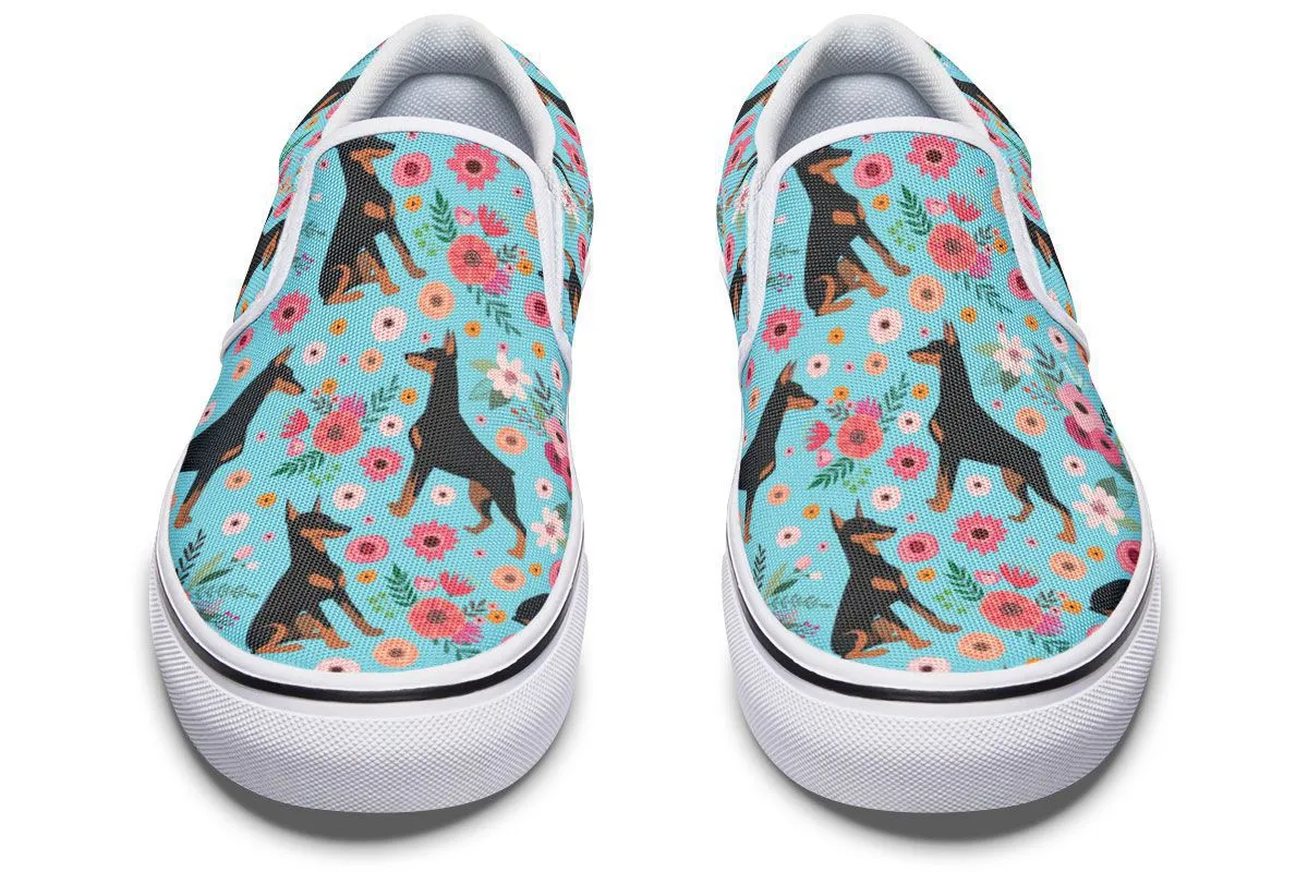 Doberman Flower Slip-On Shoes