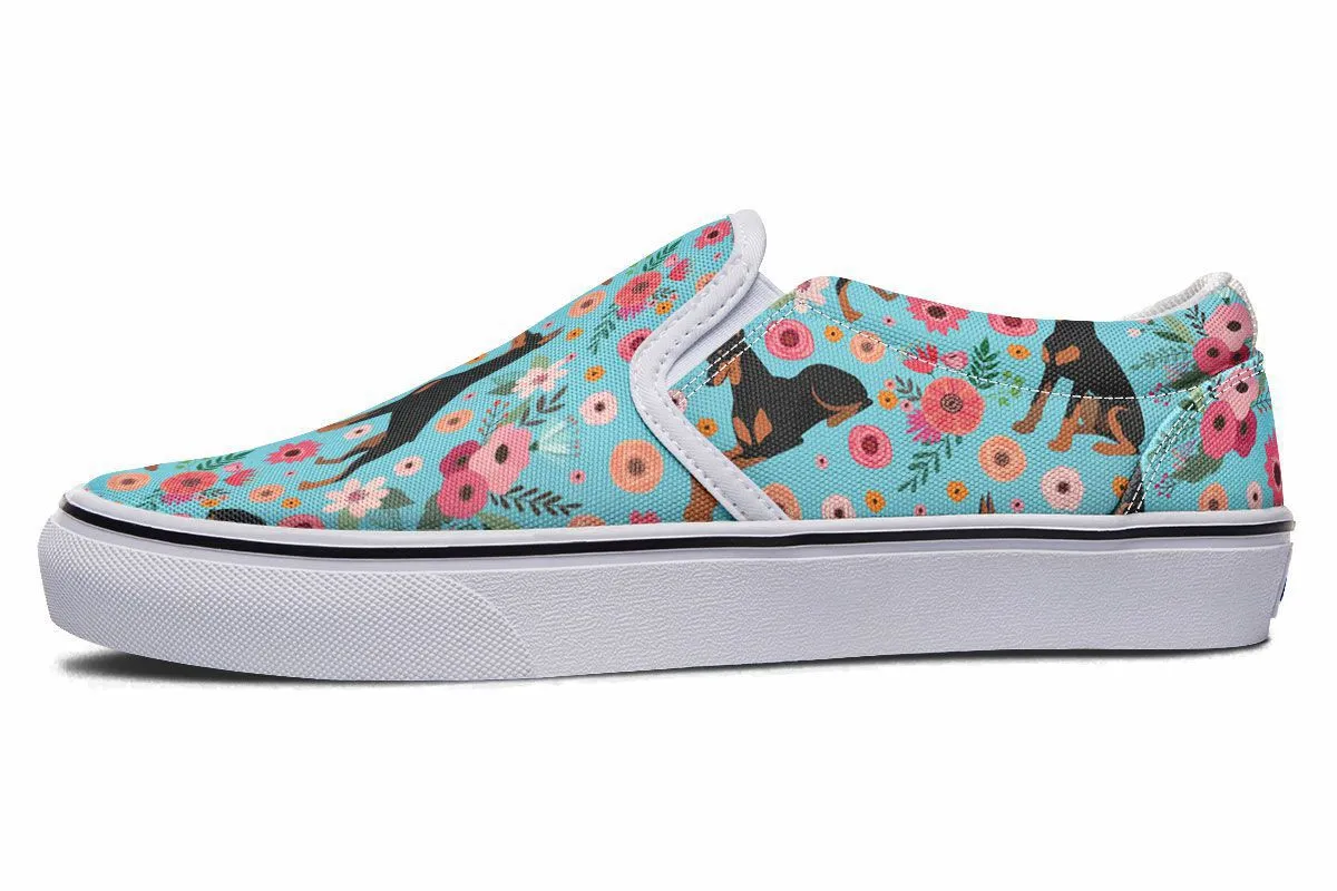 Doberman Flower Slip-On Shoes
