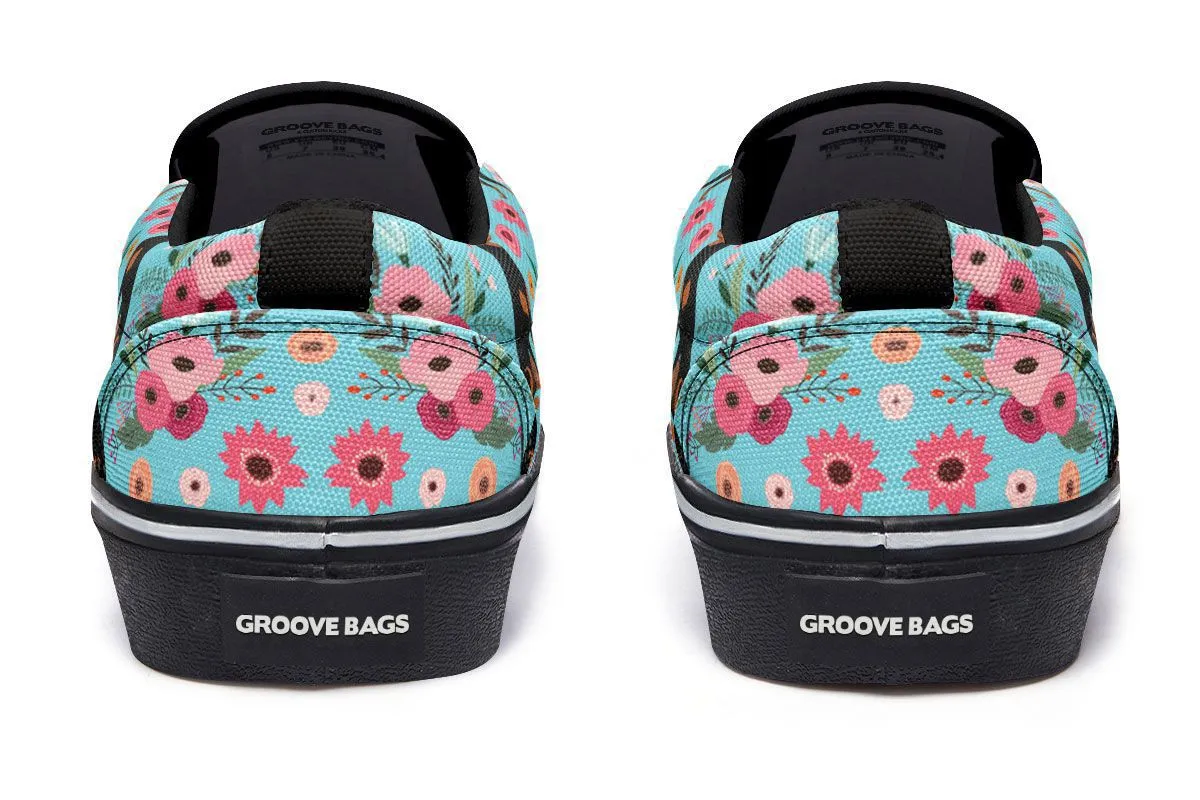 Doberman Flower Slip-On Shoes