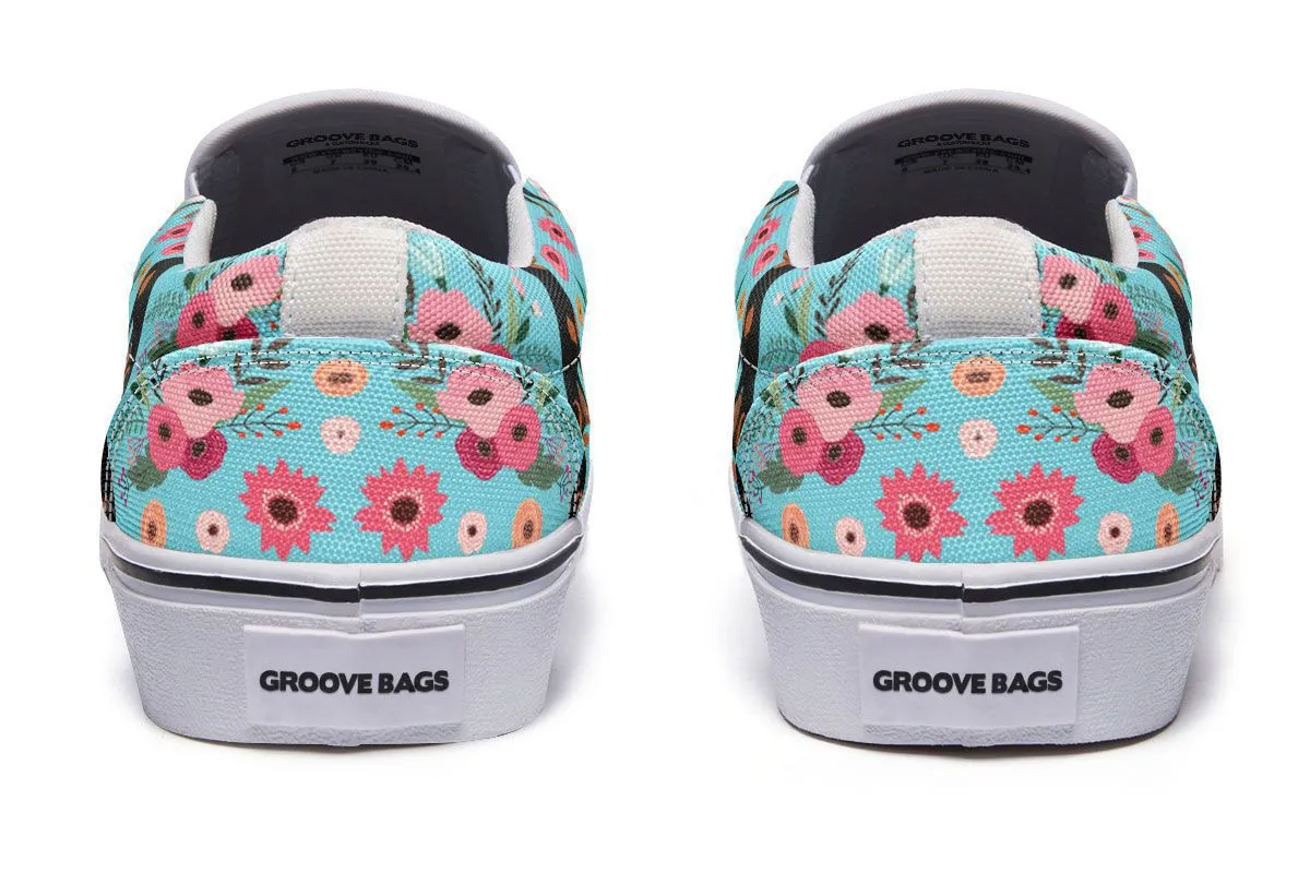 Doberman Flower Slip-On Shoes