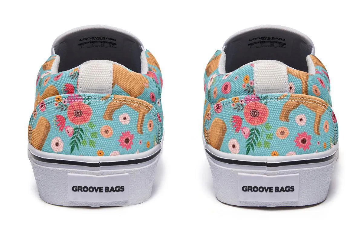 Doguede Bordeaux Flower Slip-On Shoes