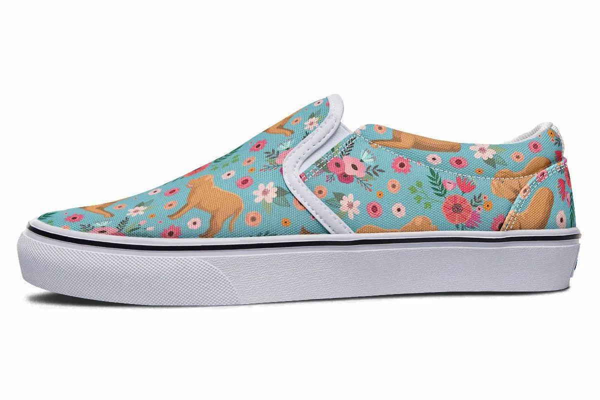 Doguede Bordeaux Flower Slip-On Shoes