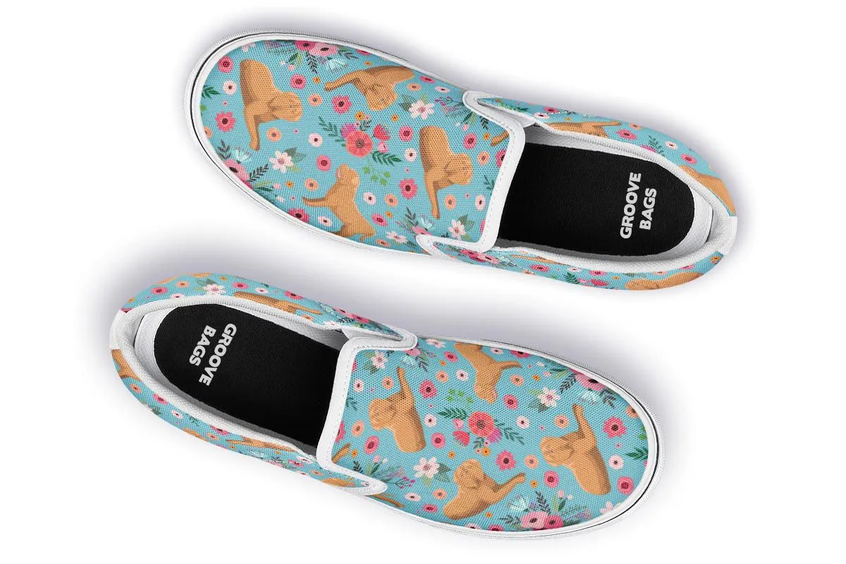 Doguede Bordeaux Flower Slip-On Shoes