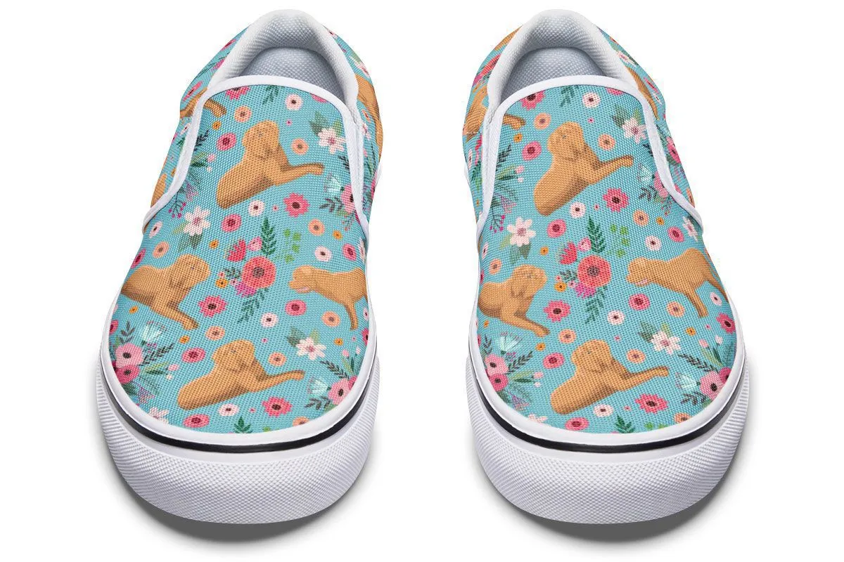 Doguede Bordeaux Flower Slip-On Shoes