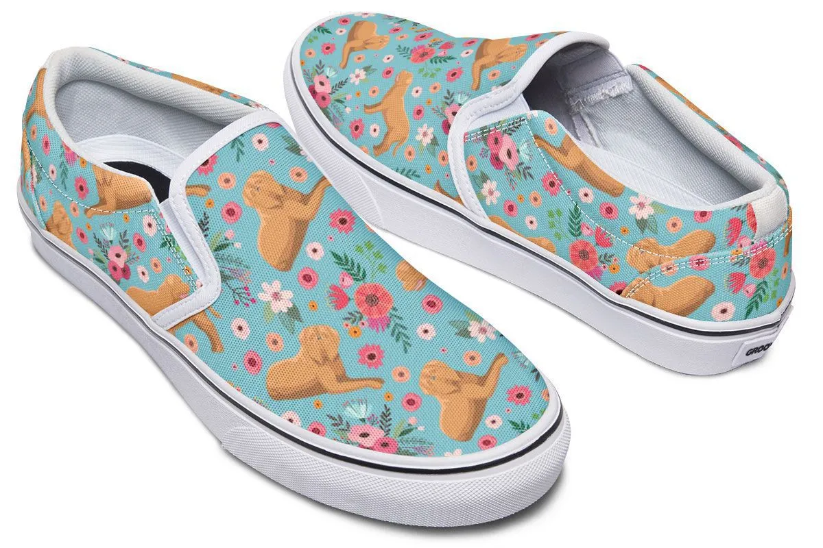 Doguede Bordeaux Flower Slip-On Shoes