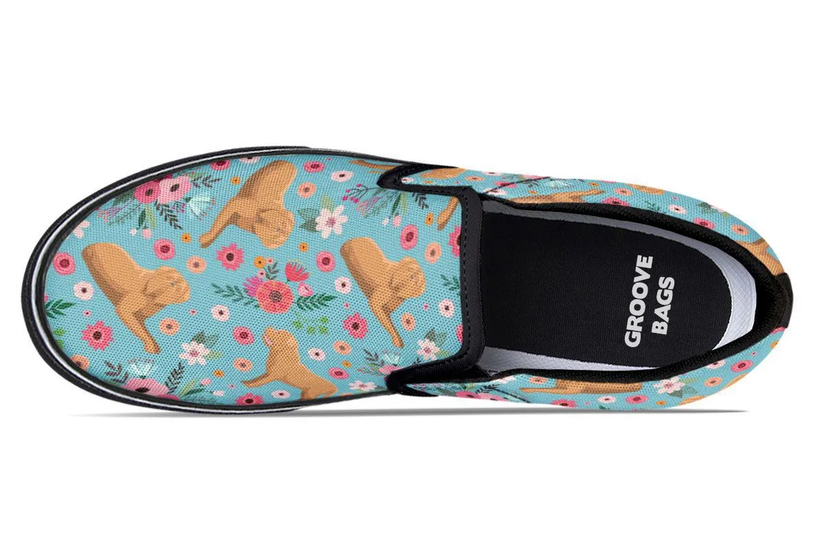 Doguede Bordeaux Flower Slip-On Shoes