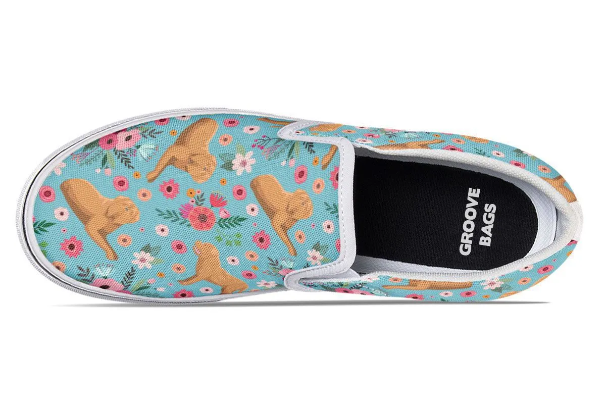 Doguede Bordeaux Flower Slip-On Shoes