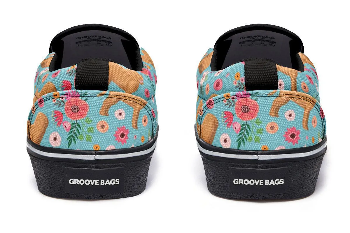 Doguede Bordeaux Flower Slip-On Shoes